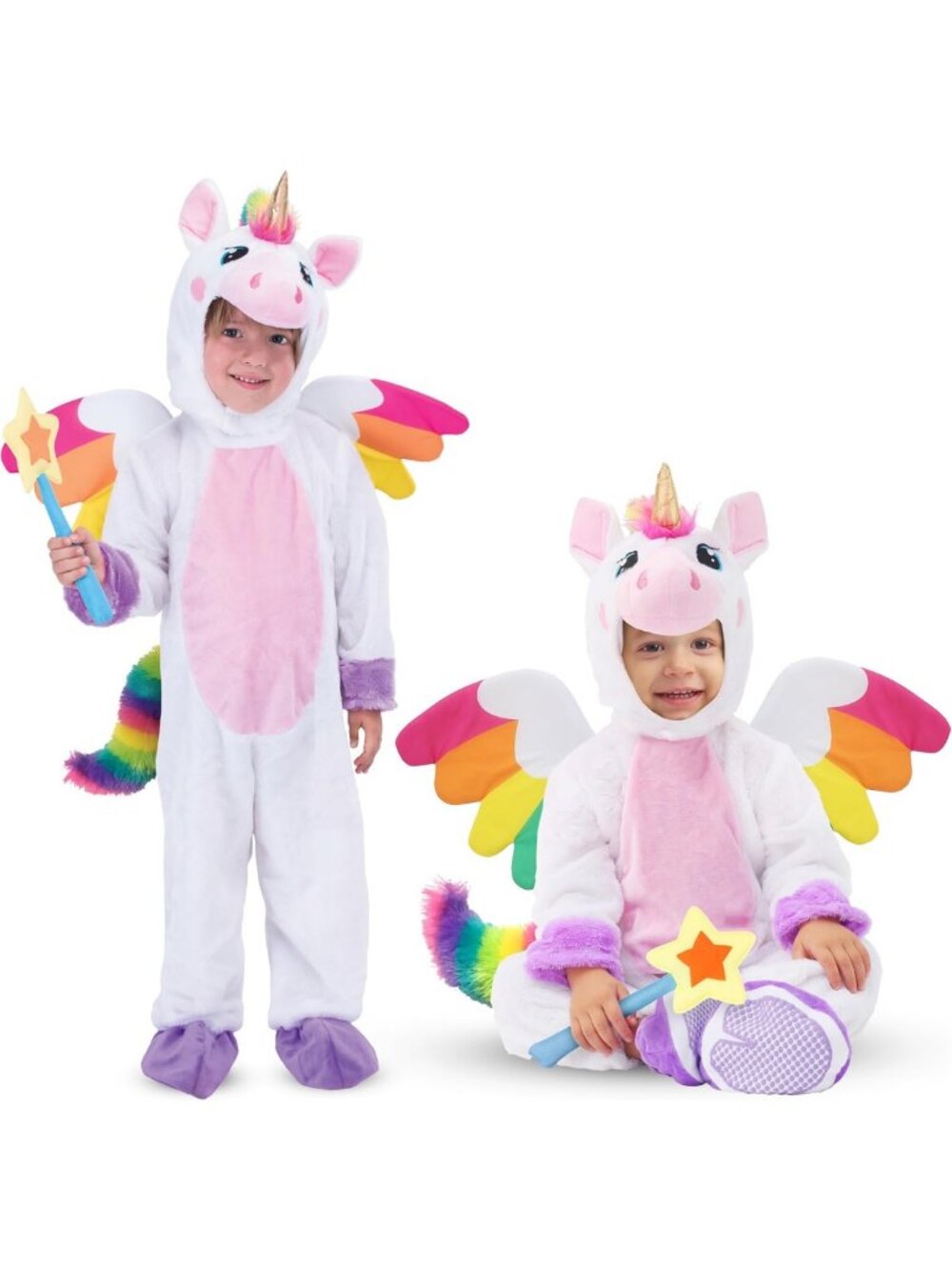 Adorable Halloween Unicorn Costume for Toddlers with Wings & Star Wand - Dress
